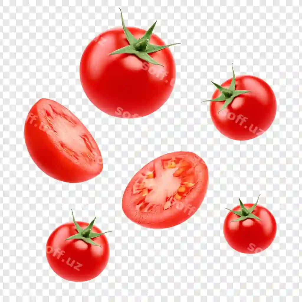 Shaffof fonda yangi qizil pomidorlar bilan izolyatsiya qilingan gilos pomidorlari | Isolated cherry tomatoes fresh red tomatoes transparent background