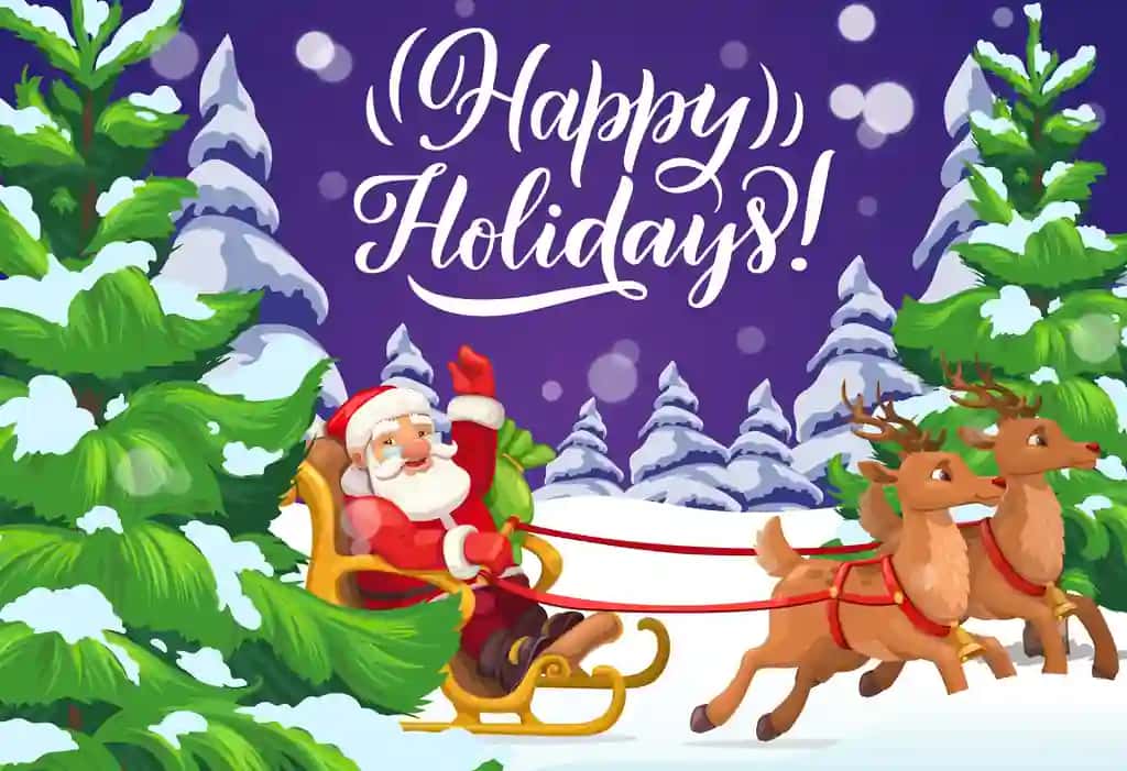 Qorbobo Rojdestvo chanasi qor Xmas qish bayrami o'rmon tabriklari minib | Santa riding christmas sleigh snow xmas winter holiday forest greeting