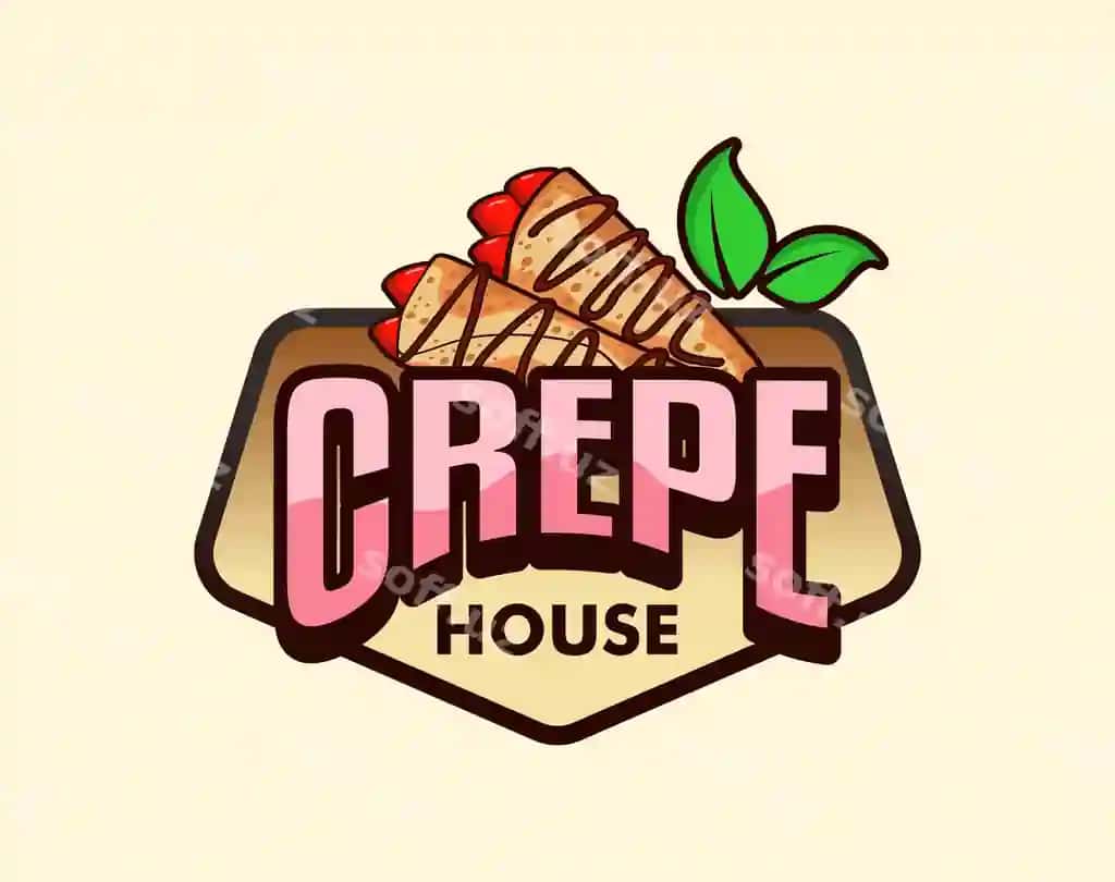Krep qurdiuvoq shokolad logo stiker baner vektor ilustratsiyasi | Crepe strawberry chocolate logo sticker banner vector illustration