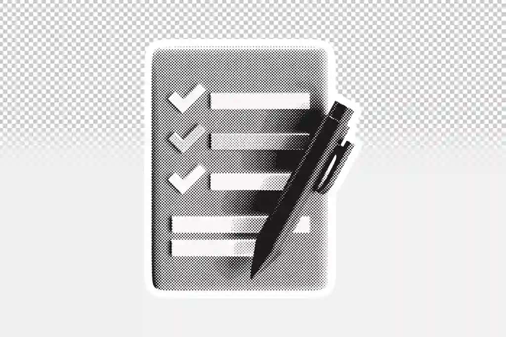 Tekshirish ro'yxati qalam 3d illyustratsiyasi | Checklist pen 3d illustration