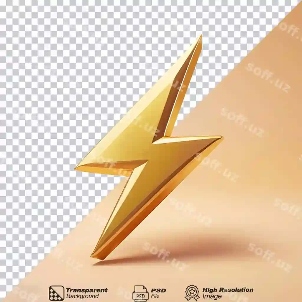 Oltin chirq ikonkasi shaffof orqa fon | Gold lightning icon isolated transparent background