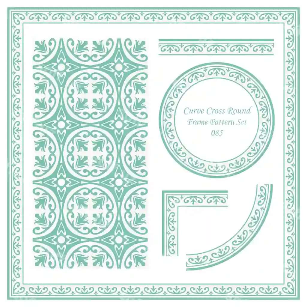Vintage ramka naqsh to'plami egri chiziqli o'zaro faoliyat yumaloq | Vintage frame pattern set curve cross round