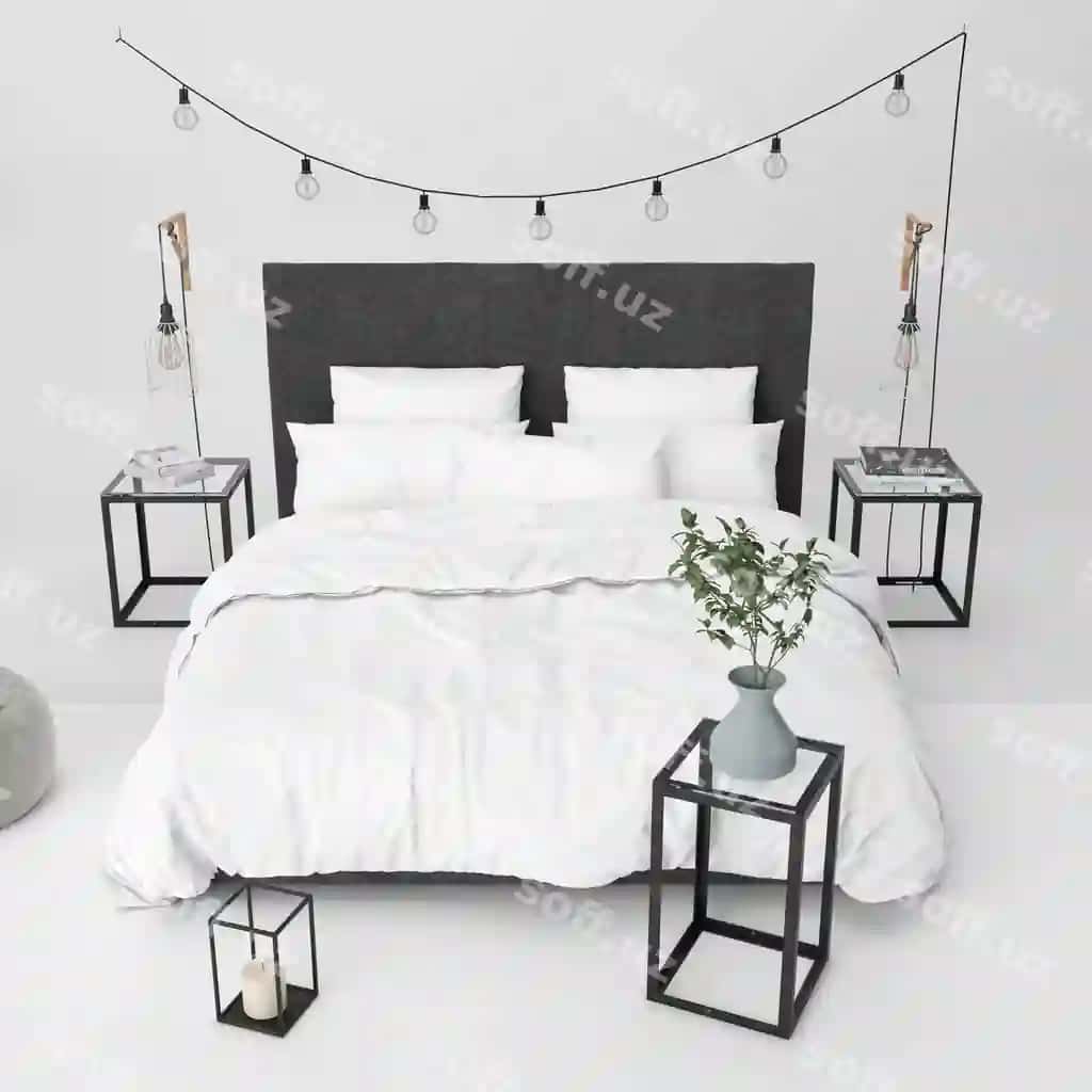 Zamonaviy uy xonasi modeli dekorativ elementlar bilan | Modern bedroom mockup with decorative elements