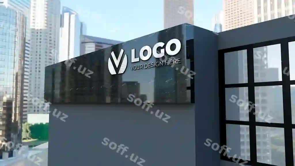 Realistik 3D belgi logotip namunasi kompaniya binosi | Realistic 3d sign logo mockup company building