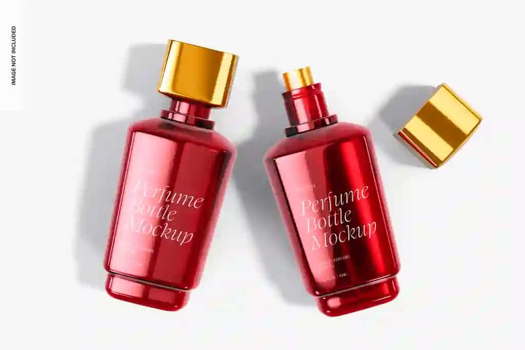 40 ml parfyum shishasining maketi yuqoridan ko'rinishi | 40 ml perfume bottles mockup top view