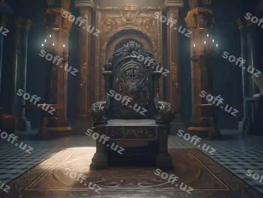 Buyuk saroy xonasi naqshlar bilan bezatilgan, qorong'i. | Majestic throne room decorated with patterns gloom