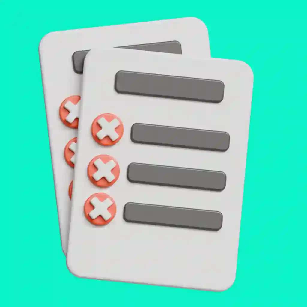 Qizil xoch belgilari bilan nazorat ro'yxati | Checklist with red cross marks