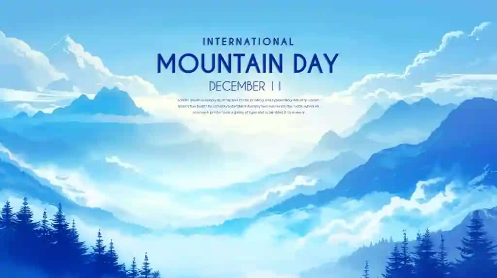 Tog'lar bilan akvarel xalqaro tog' kuni foni | Watercolour international mountain day background with mountains