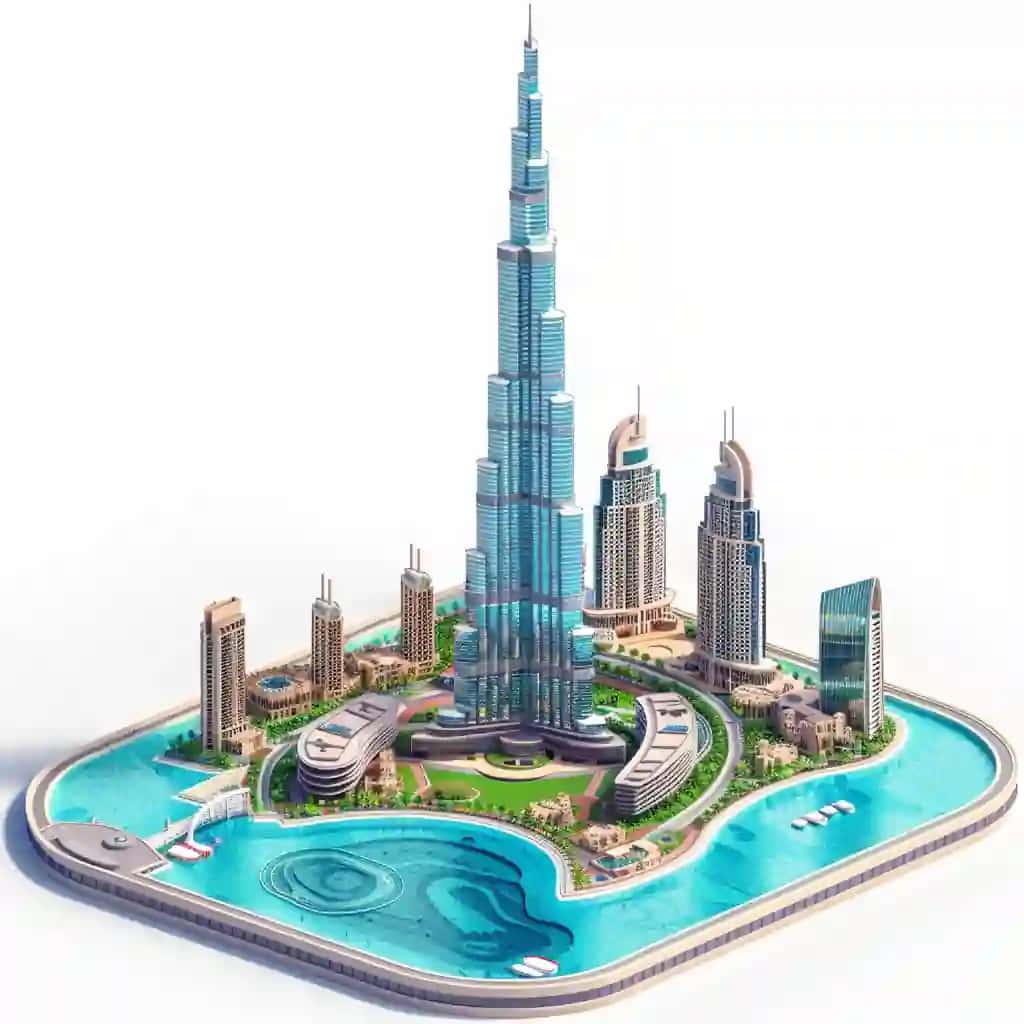 Izometrik burj xalifa 3d muassasasi | Isometric burj khalifa 3d establishment