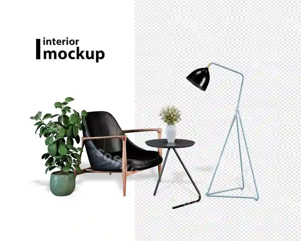 Ichki dekoratsiya komplekti 3d render | Interior decoration set 3d rendering