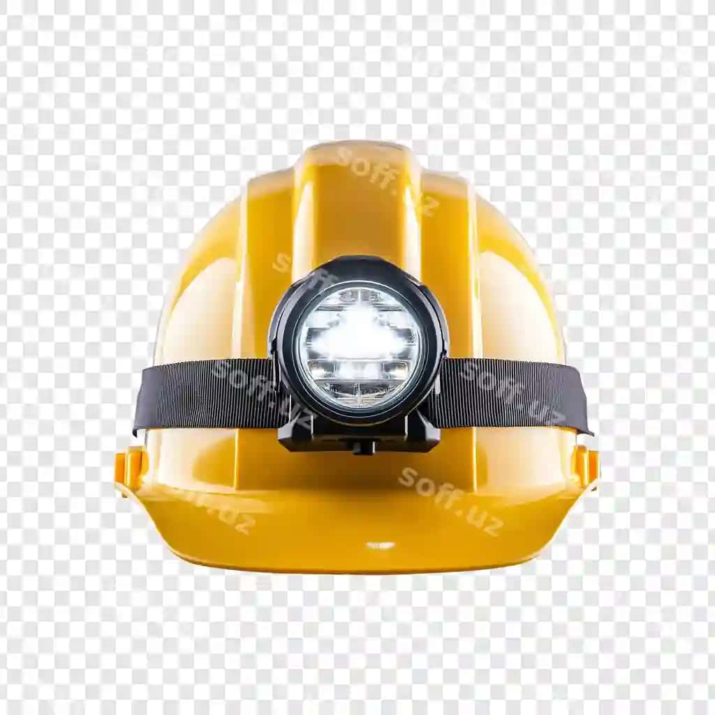 Chiroqli sariq kon dubulg'asi | Yellow mining helmet with headlamp