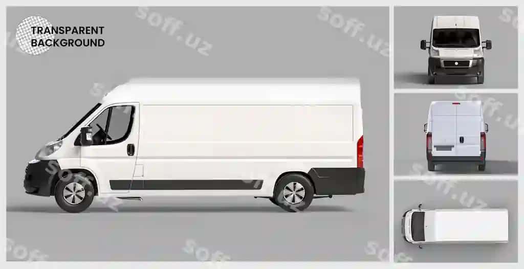 Yuk mashinasining shaffof fonida 3D render | Cargo van transparent background 3d rendering