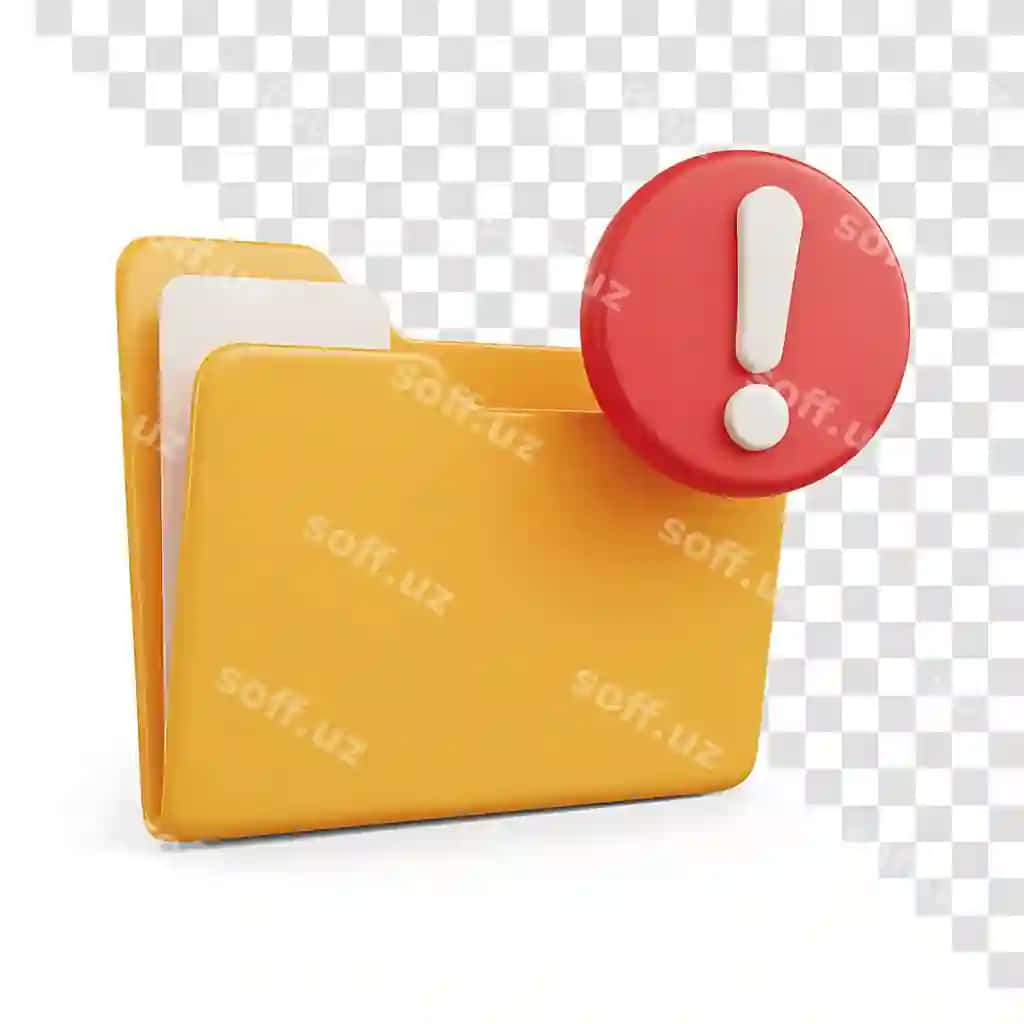 Sariq papka qizil banga ogohlantirish belgisi bilan | Yellow folder with red exclamation mark alert icon