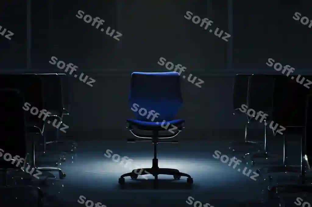 Qora stullar bilan ajralib turadigan noyob ko'k stul individuallik o'ziga xosligi minimalist dizayn tushunchasi | Unique blue chair that stands out black chairs concept individuality uniqueness minimalist design