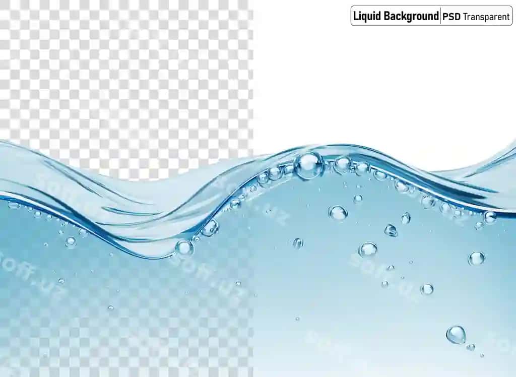Pufakchali shaffof fonli ko'k suyuq suv sachrashi | Blue liquid water splash with bubble transparent background