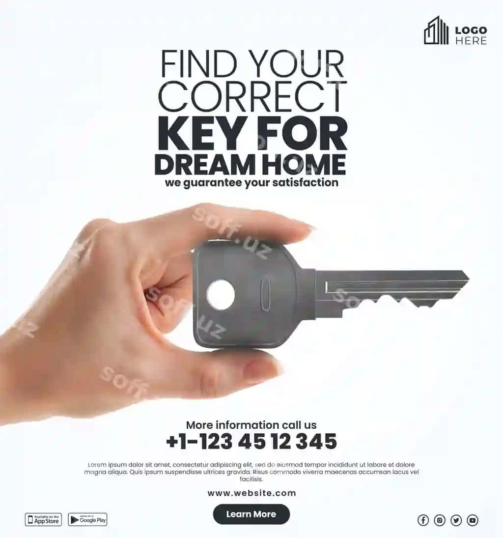 Binolar uchun ijtimoiy tarmoqlardagi e'lon PSD shabloni | Real estate social media post psd template
