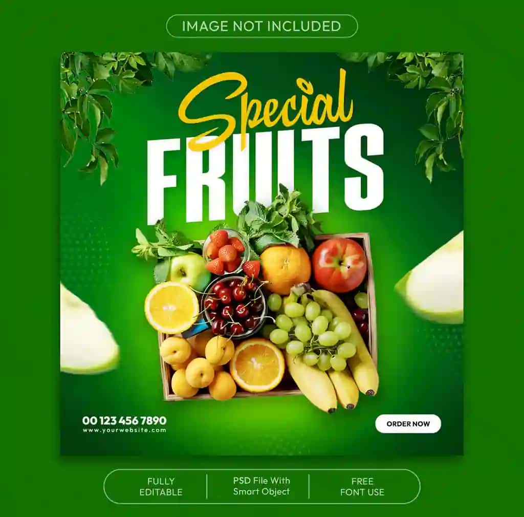 Fruits ijtimoiy media instagram post banner shablon dizayni | Fruits social media instagram post banner template design