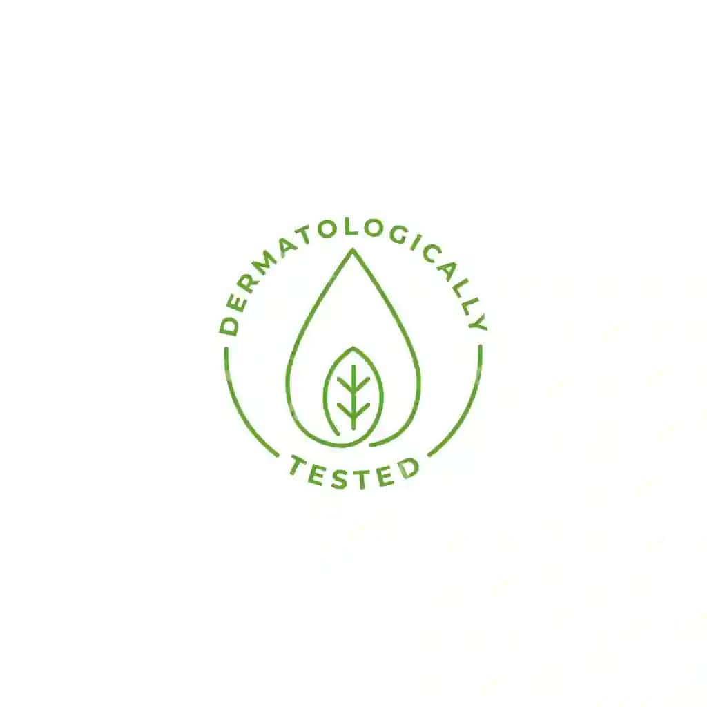 Dermatologiya testlangan bellik vektor ikonka shablon | Dermatology tested label vector icon template