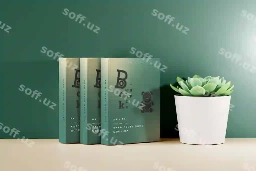 Qattiq muqova kitob mockup sahna | Hard cover book mockup scene