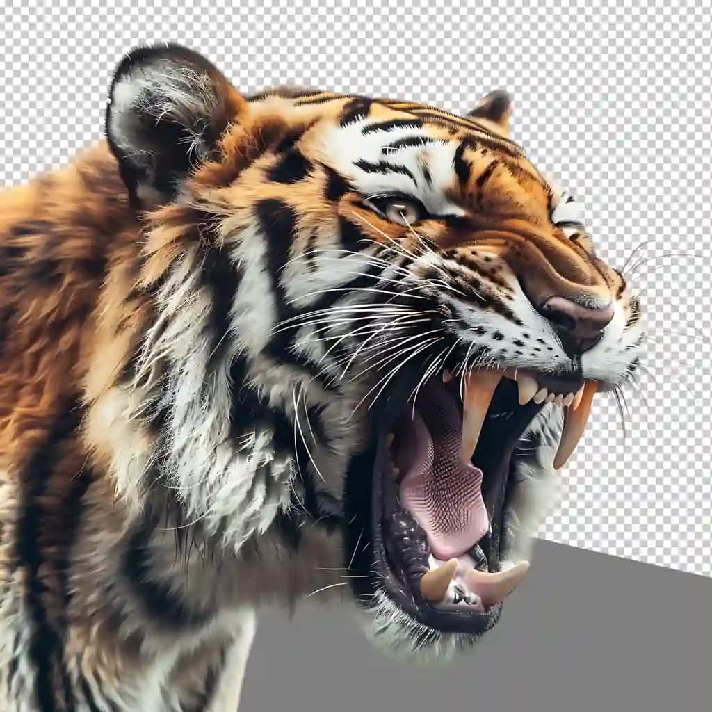 Png g'azablangan yo'lbars shaffof fon | Png angry tiger isolated transparent background