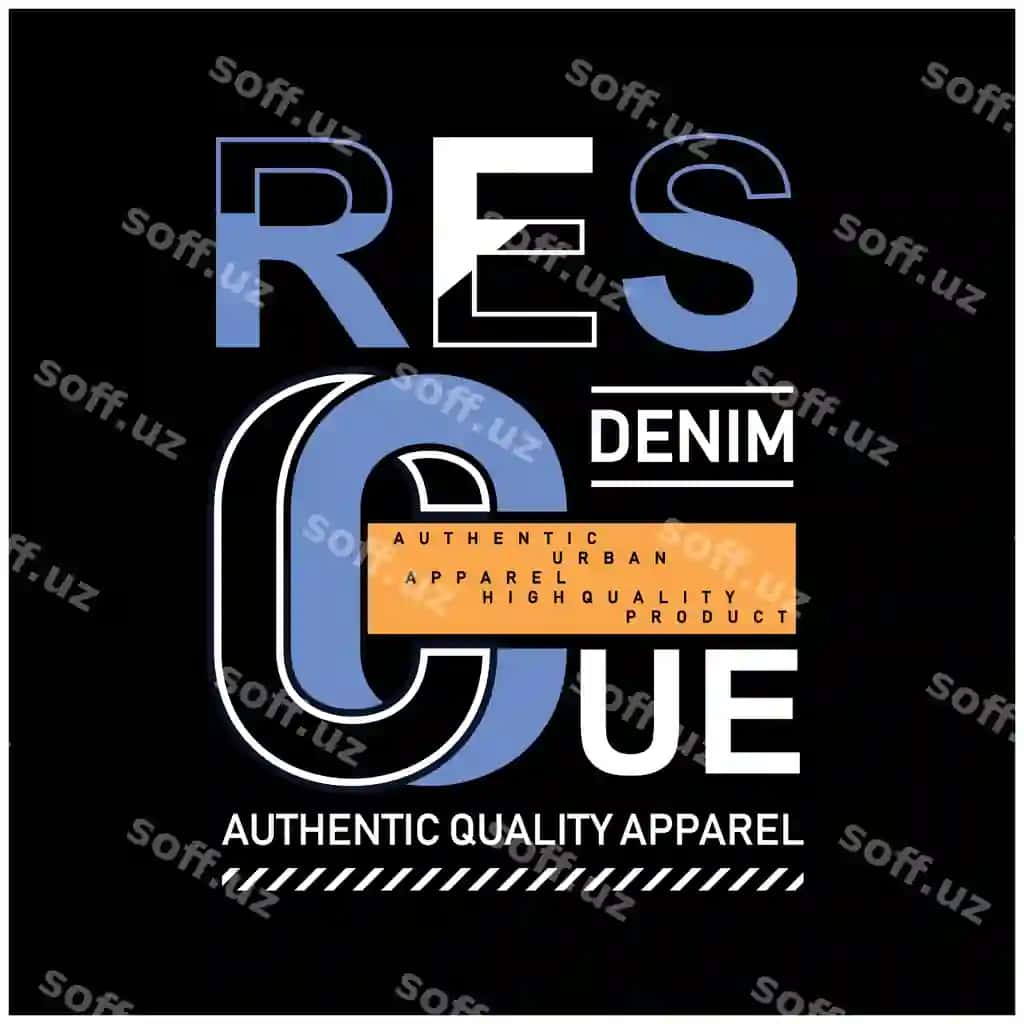 Oddiy dizayn denim tasdid tipografiya premium vektor | Simple design denim rescue typography premium vector