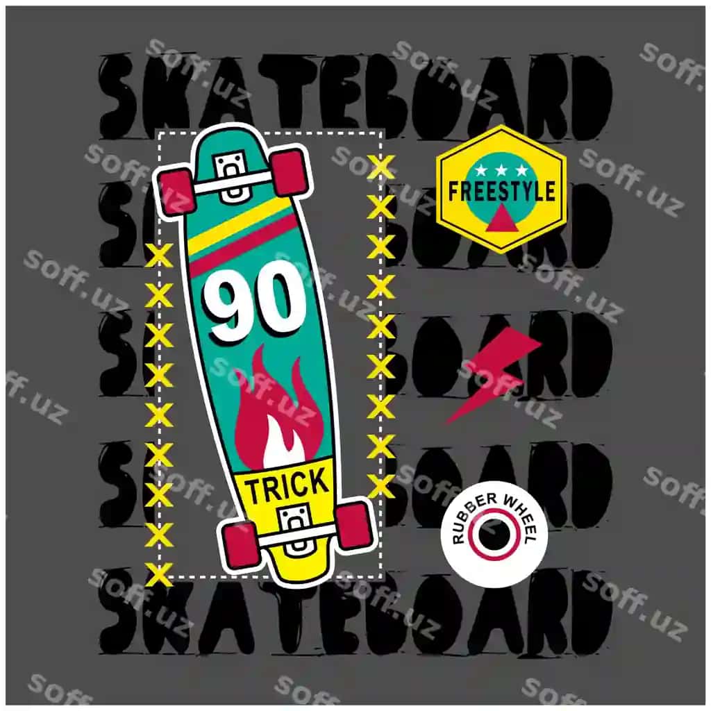 Skeytbordning ajoyib tipografiyasi dizayni | Skateboard cool typography design