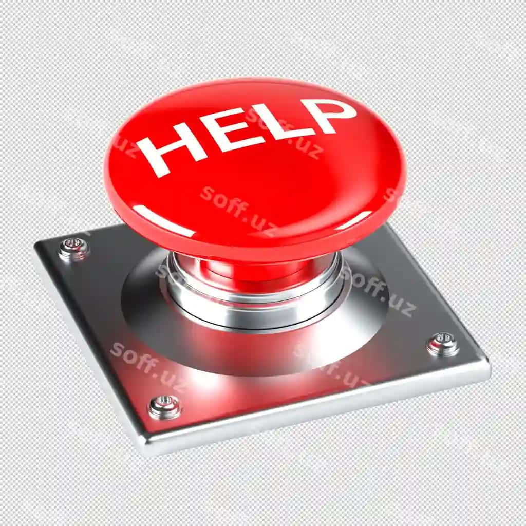 Yordam belgisi bilan qizil favqulodda tugma | Red emergency button with help sign