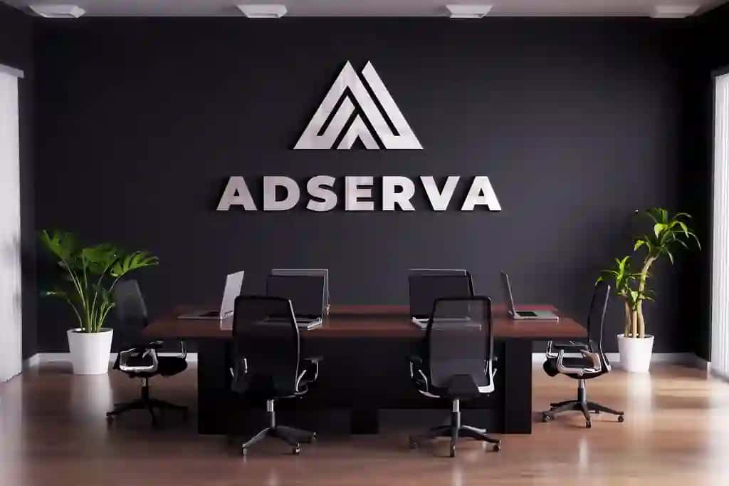 Logotip maketi belgisi uchrashuv xonasi qora devor | Logo mockup sign meeting room black wall