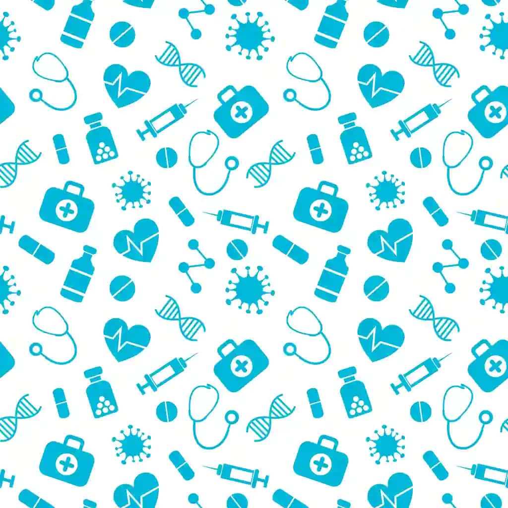 Oq tibbiy elementlar oq fon bilan vektor choksiz naqsh | Vector seamless pattern with white medical elements white background