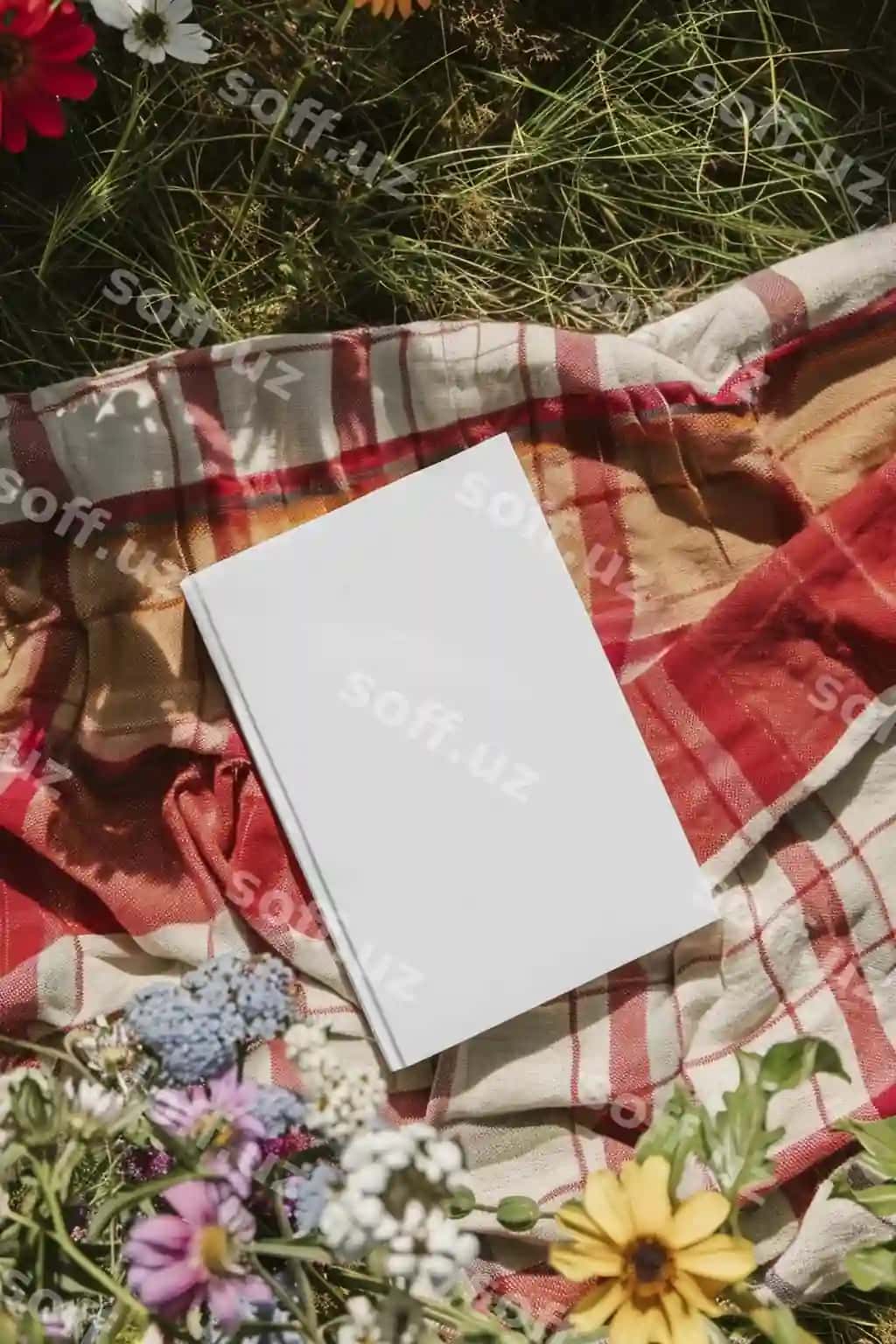 Chiroyli gullar maketi bilan yuqori ko'rinishdagi daftar | Top view notebook with beautiful flowers mockup
