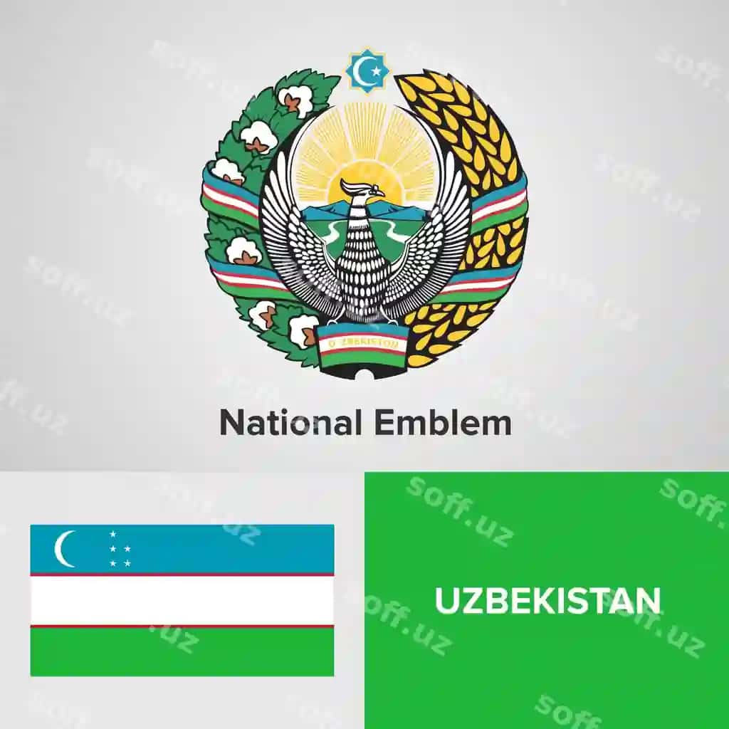 Uzbekiston Milliy gerby lipsi plohka | Uzbekistan national emblem flag