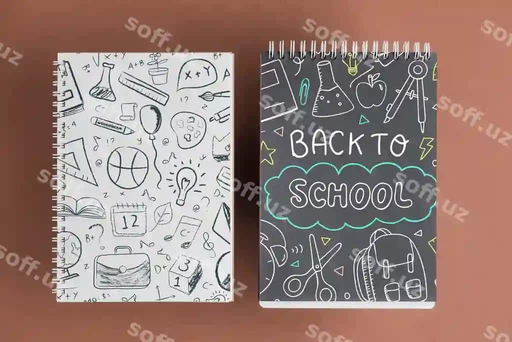 Daftar namunasi orqa tomondagi maktab tushunchasi bilan | Notebook mockup with back school concept