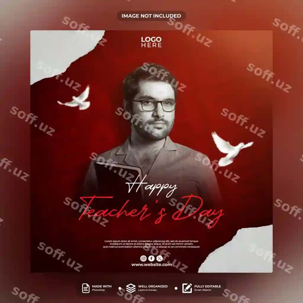 O'qituvchilar kuni bilan ijtimoiy media post shablonlari dizayni | Happy teachers day social media post template design