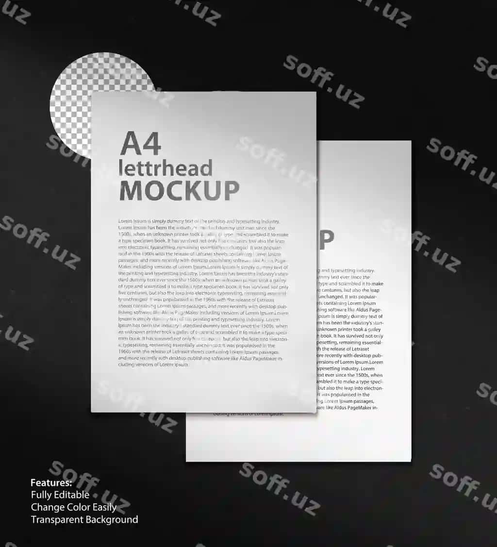 A4 biznes mektup sarlavhasi namunasi | A4 business letterhead mockup