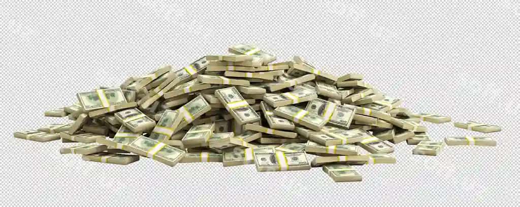 Bundlar dollarlar to'plab kichik guruh 3d render | Bundles dollars amassed small group 3d render