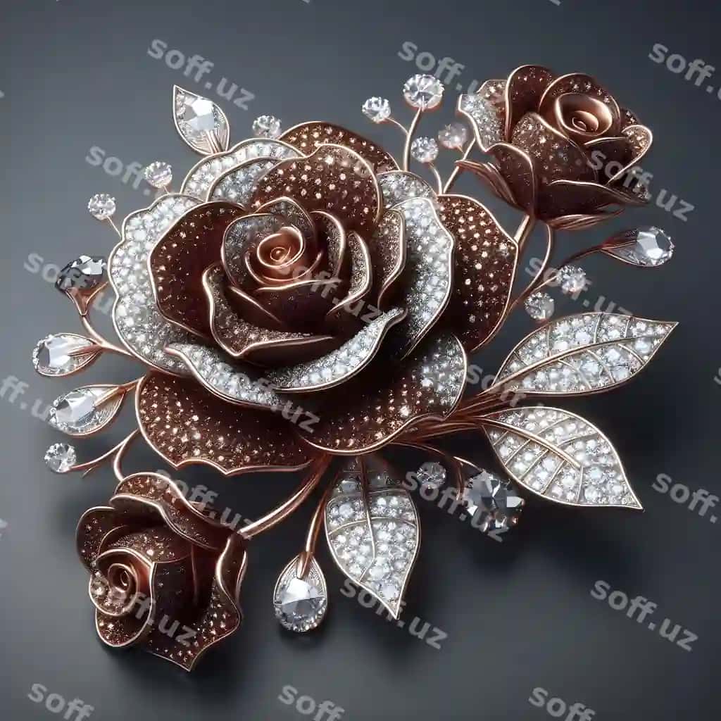 Chiroyli qora kumush gullar shiralar blyuzhyny | Beautiful brown silver roses diamonds glitter brooch