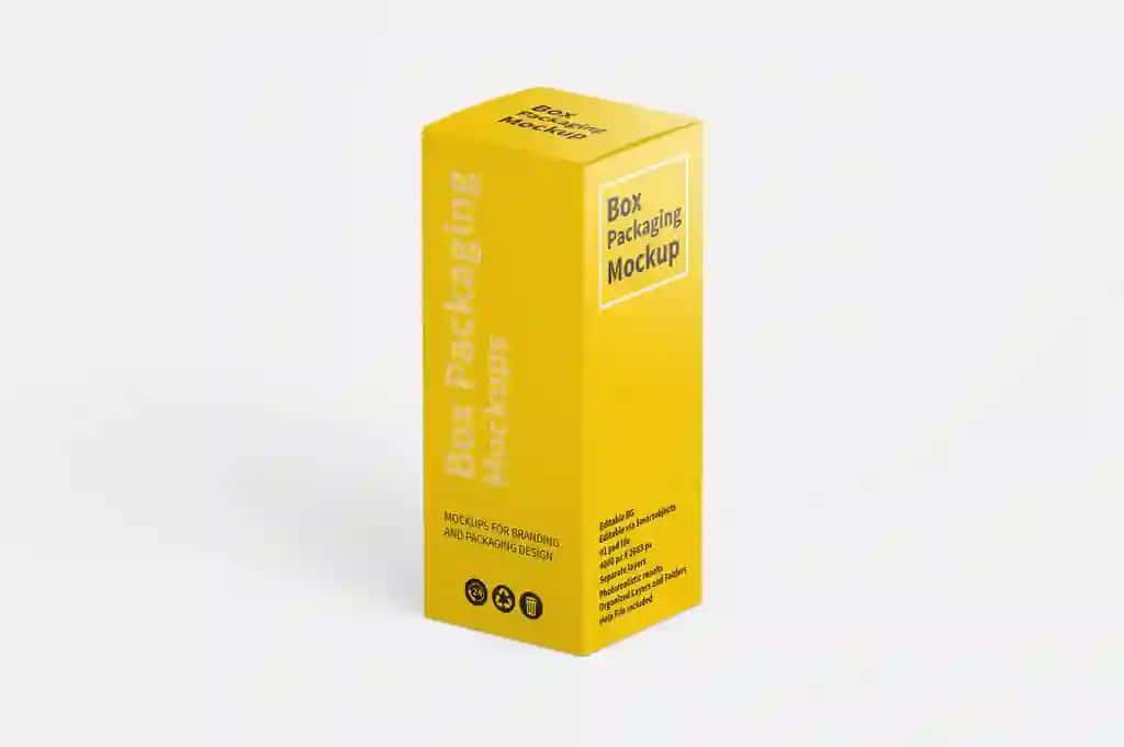 Vertikal quti qadoqlash maketi | Vertical box packaging mockup