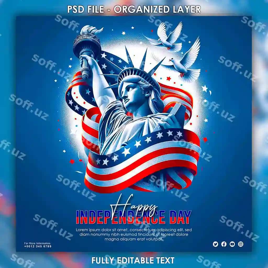 Amerika mustaqillik kuni bilan ijtimoiy media post shabloni | Happy independence day america social media post template