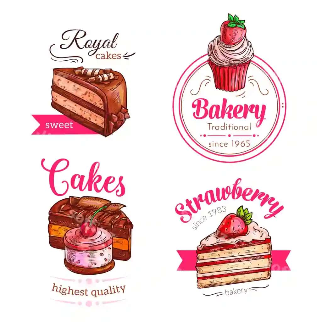 Tortlar, keklar, shirinliklar, vektor emblemalari | Cakes cupcakes dessert vector emblems