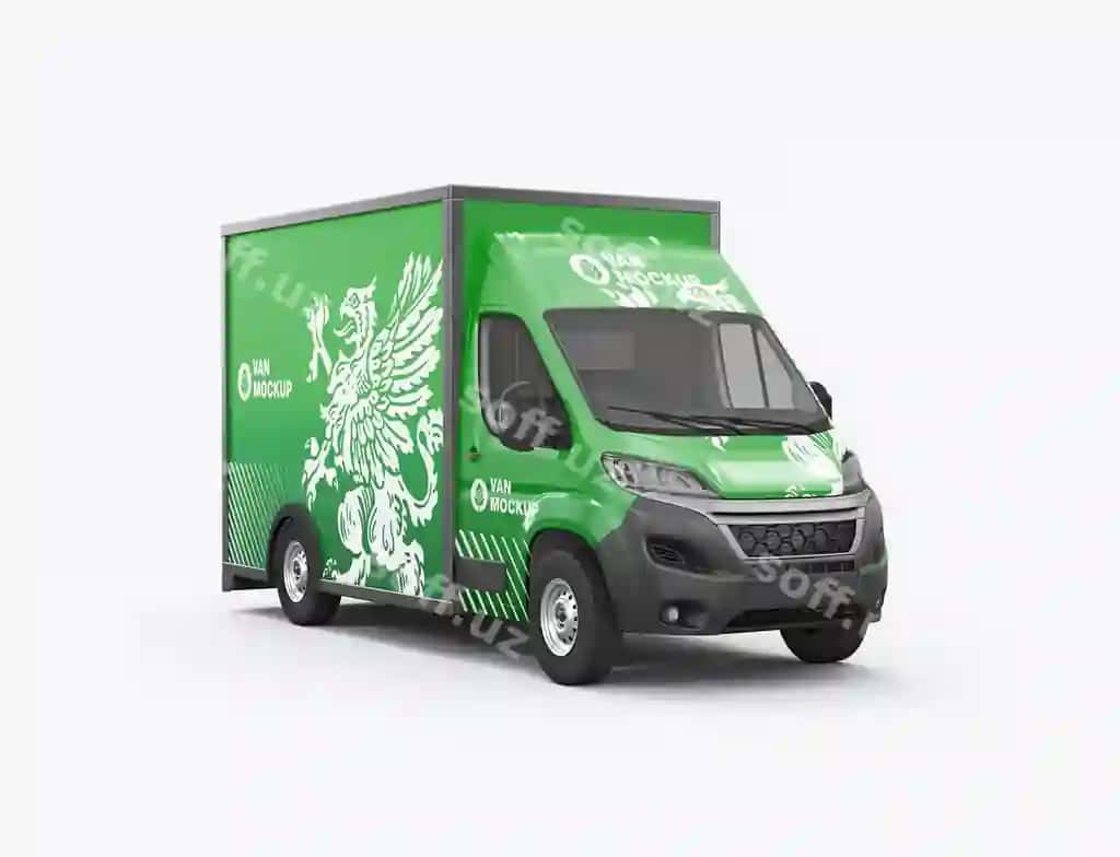 Qutili yuk mashinasi namunasi | Box truck mockup