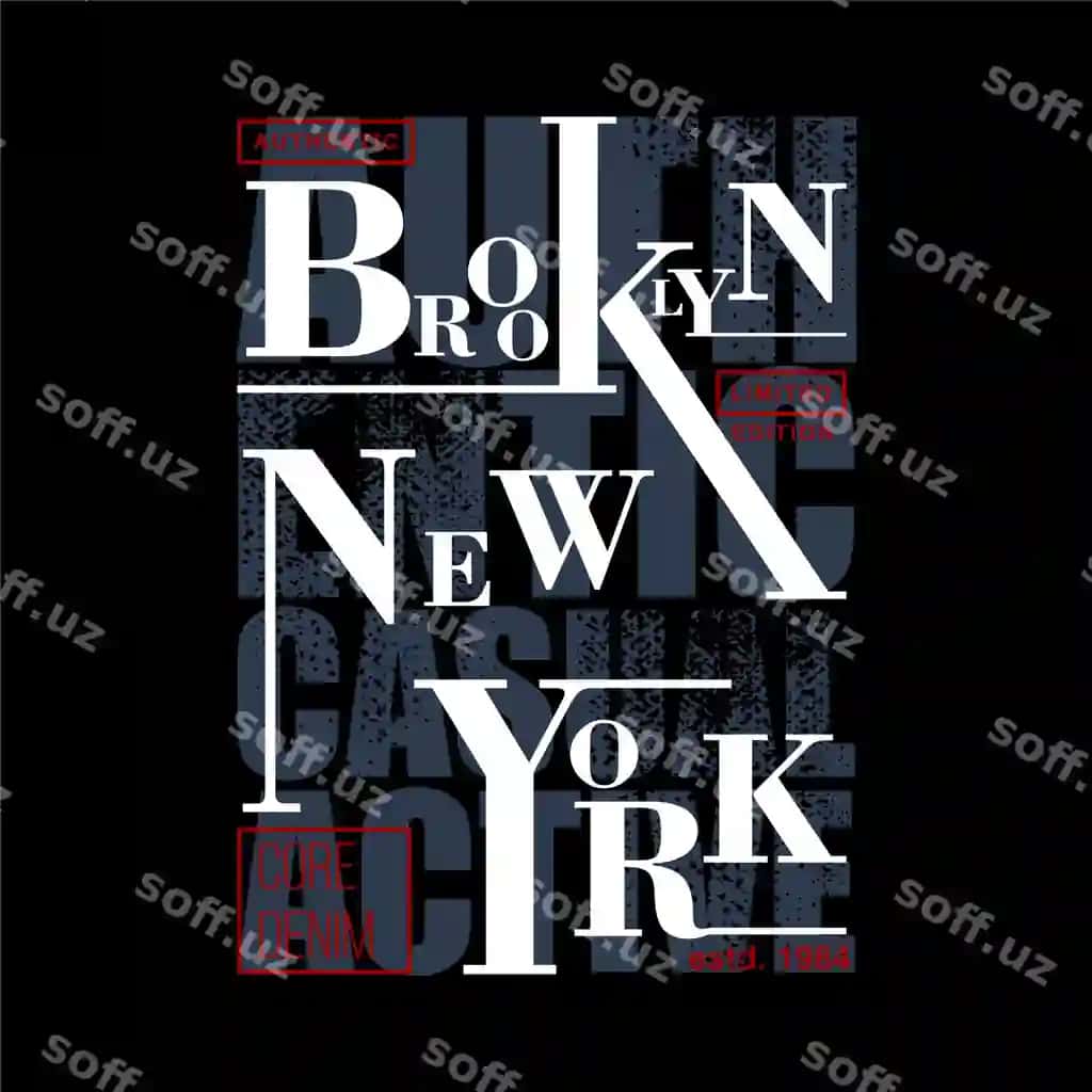 Brooklyn Yangi York Shahri Grafik Tipografiya Vektor Bosma | Brooklyn new york city graphic typogaphy vector print