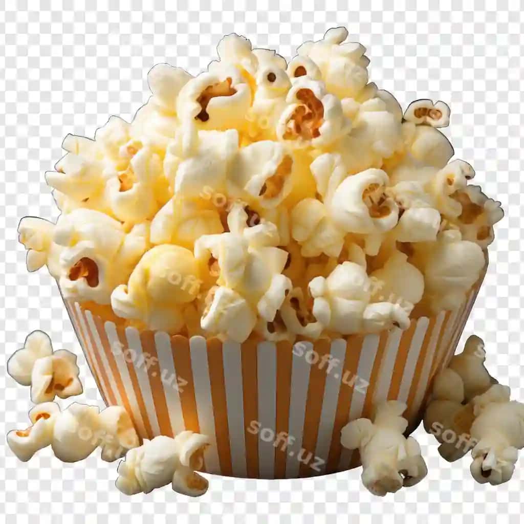Popkorn ajraltirilgan uslubda png formatda oq fonda generativ AI | Popcorn isolated style png with white background generative ia