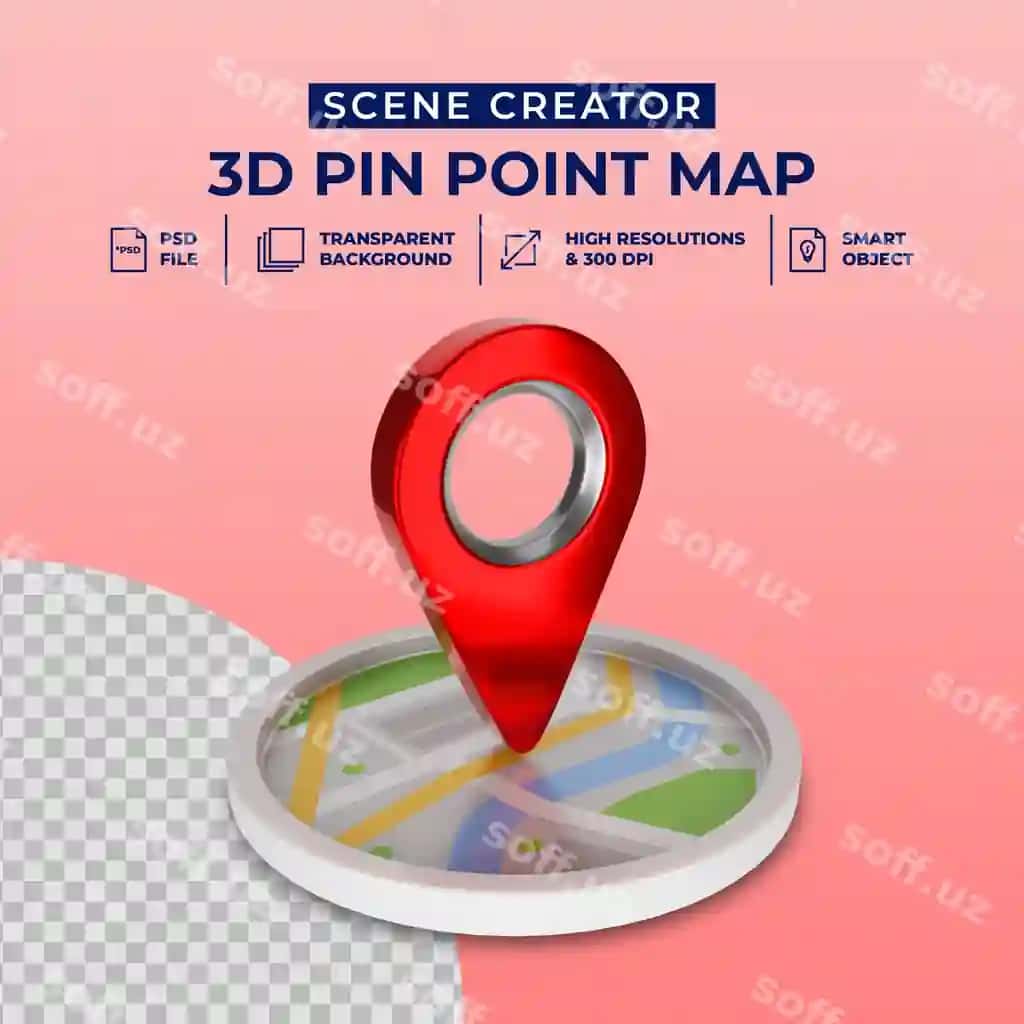 3D render qizil xarita ko'rsatkichi belgisi izolyatsiya qilingan sahna yaratuvchisi | 3d render red map pointer icon isolated scene creator