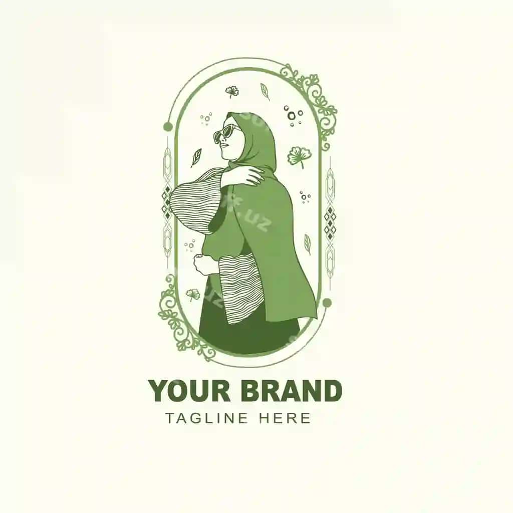 Ayollar moda Hi Jab muslim maskot logotipi | Women fashion hi jab muslim mascot logo