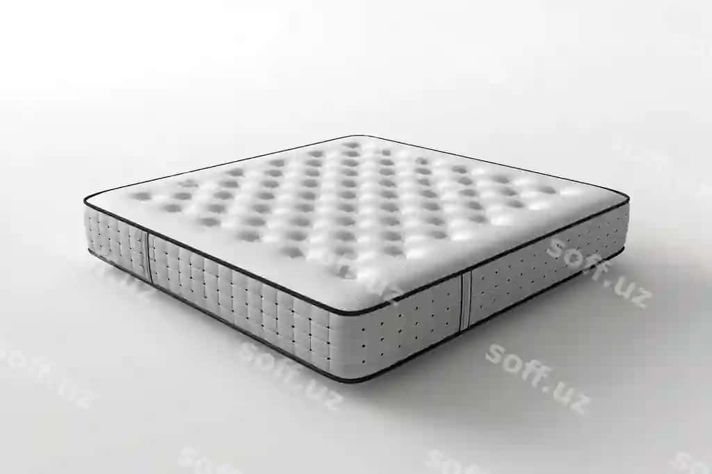 Qora hoshiyali rombsimon tikuvli oq matras | White mattress with black border diamondshaped stitching