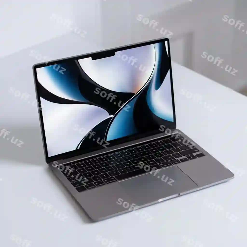 Minimalist dizaynga ega noutbuk, klaviatura ekrani ochiq | Laptop with minimalist design open display keyboard screen