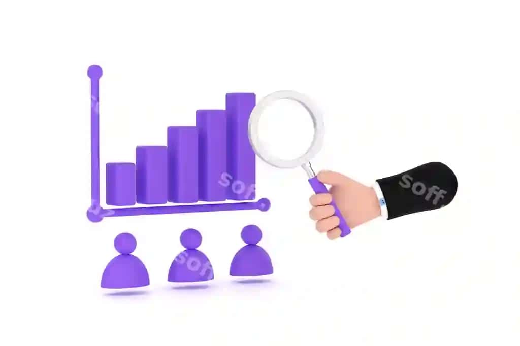 Kattakashif biznesmen qobiliyat grafik pictogramma | Magnifying glass business man ability graph pictogram