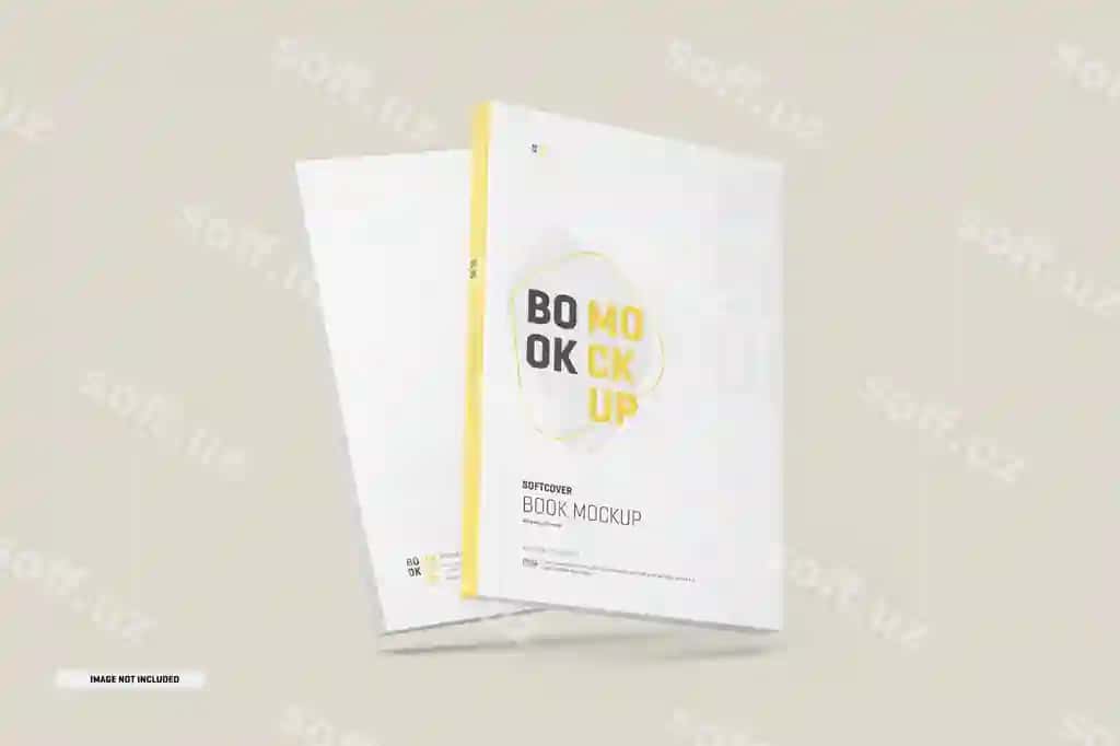 Yumshoq muqova kitob muqovasi namunasi | Softcover book cover mockup