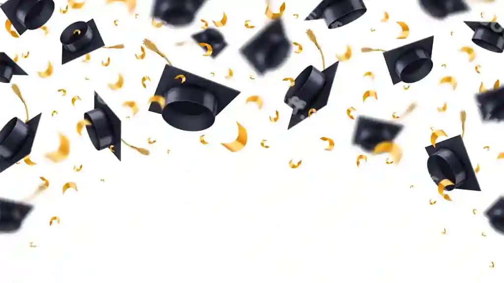 Konfeti bilan uchib yuradigan bitiruv kepkalari, maktab, kollej, universitet yutuqlari | Flying graduation caps with confetti school college university achievement