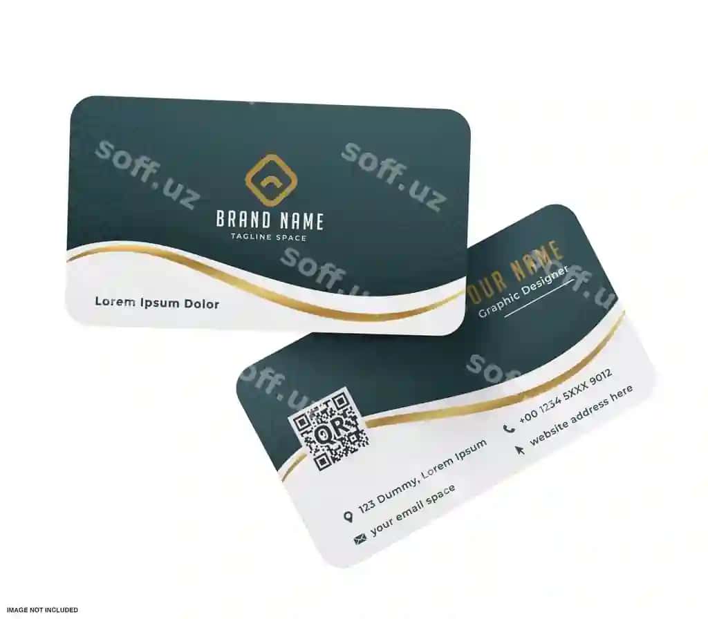 Aylanma burchak biznes karta namunasi | Round corner business card mockup